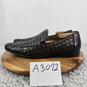 Paul Fredrick Brown Checkered Woven Casual Lifestyle Loafer Dress Shoe Mens 9.5